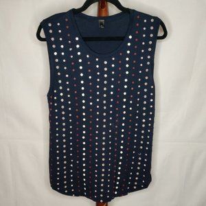 J. Crew women's size S tank top blue with multicolor beads &sequins scoop neck
